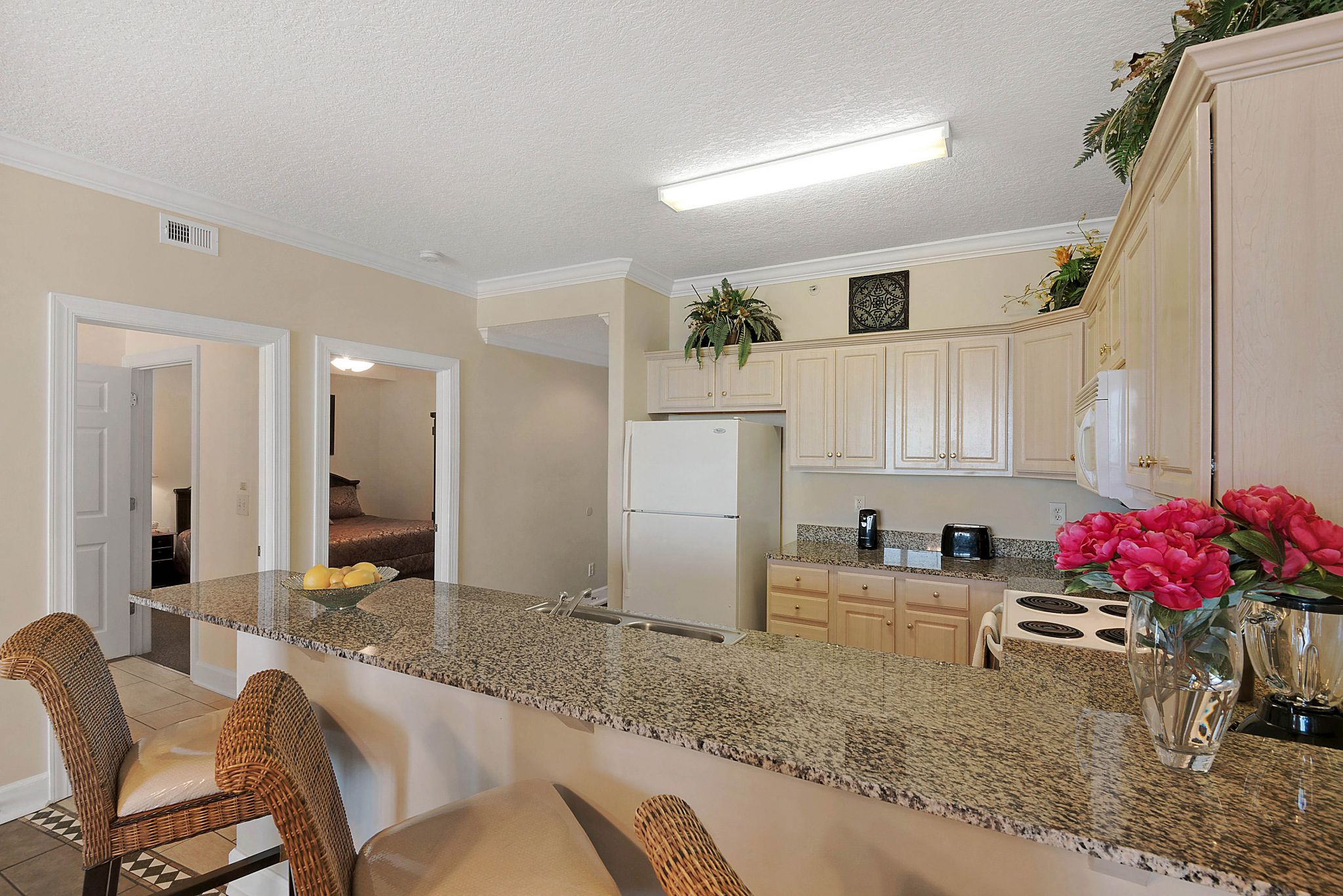Fully furnished condo kitchen